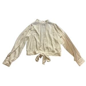 Banana Republic Mock Neck Open Back Top Blouse - Cream - Size: M -Excellent